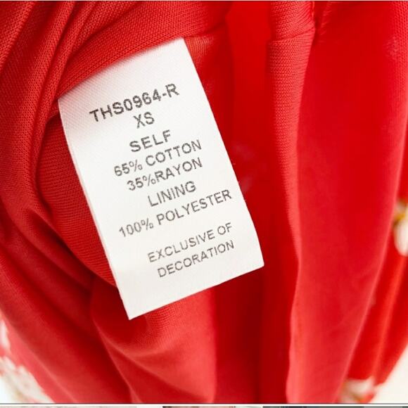 Anthropologie THML Maya red floral embroidered dress size extra small new - Picture 10 of 11